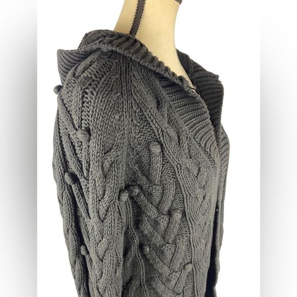 White + Warren Women’s Dark Gray Cotton/Acrylic Blend Cardigan W/ Hoodie Size: S - Picture 3 of 8